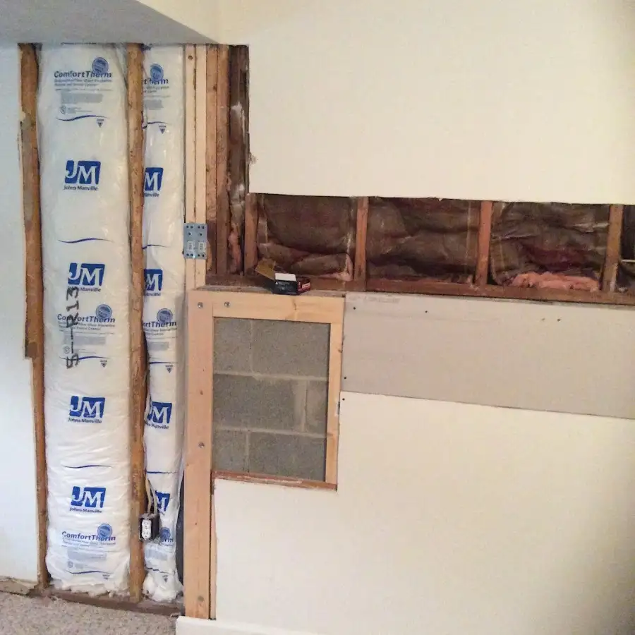 Wall insulation replacement during Basement Flood Cleanup in Benner